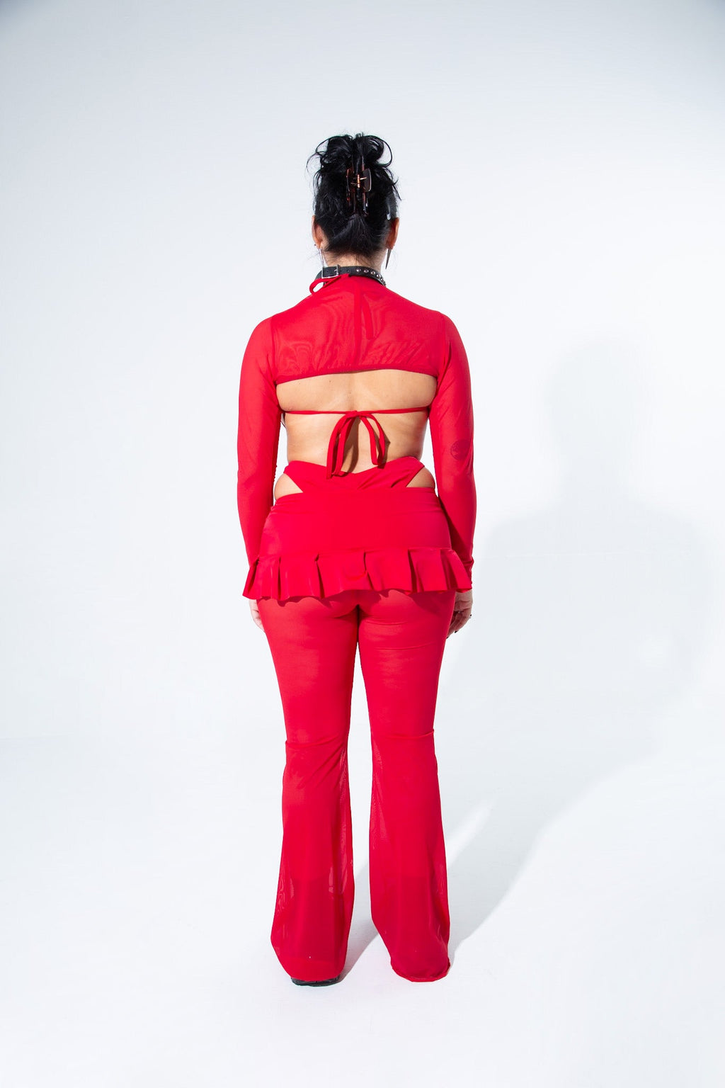 Blood Red Mesh Long Sleeve Shrug