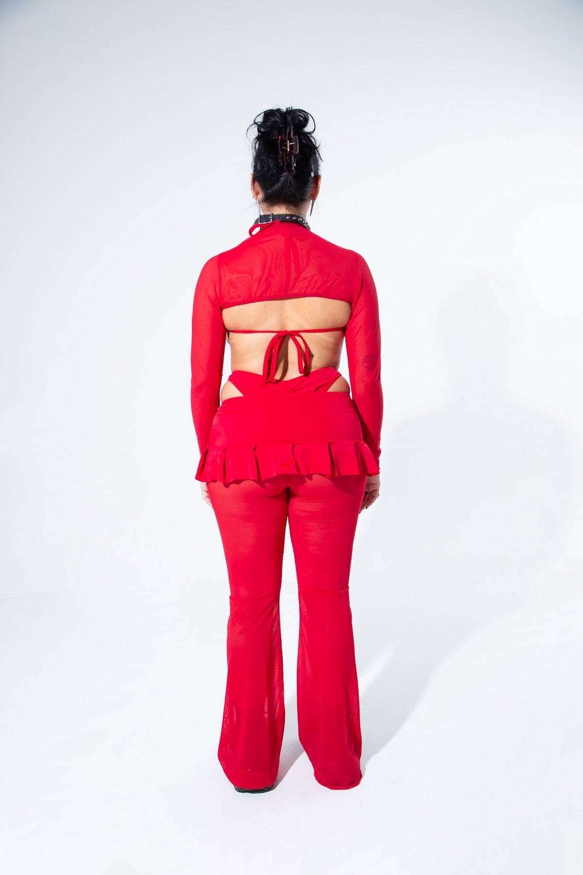 Blood Red Pleated Micro Mini Skirt