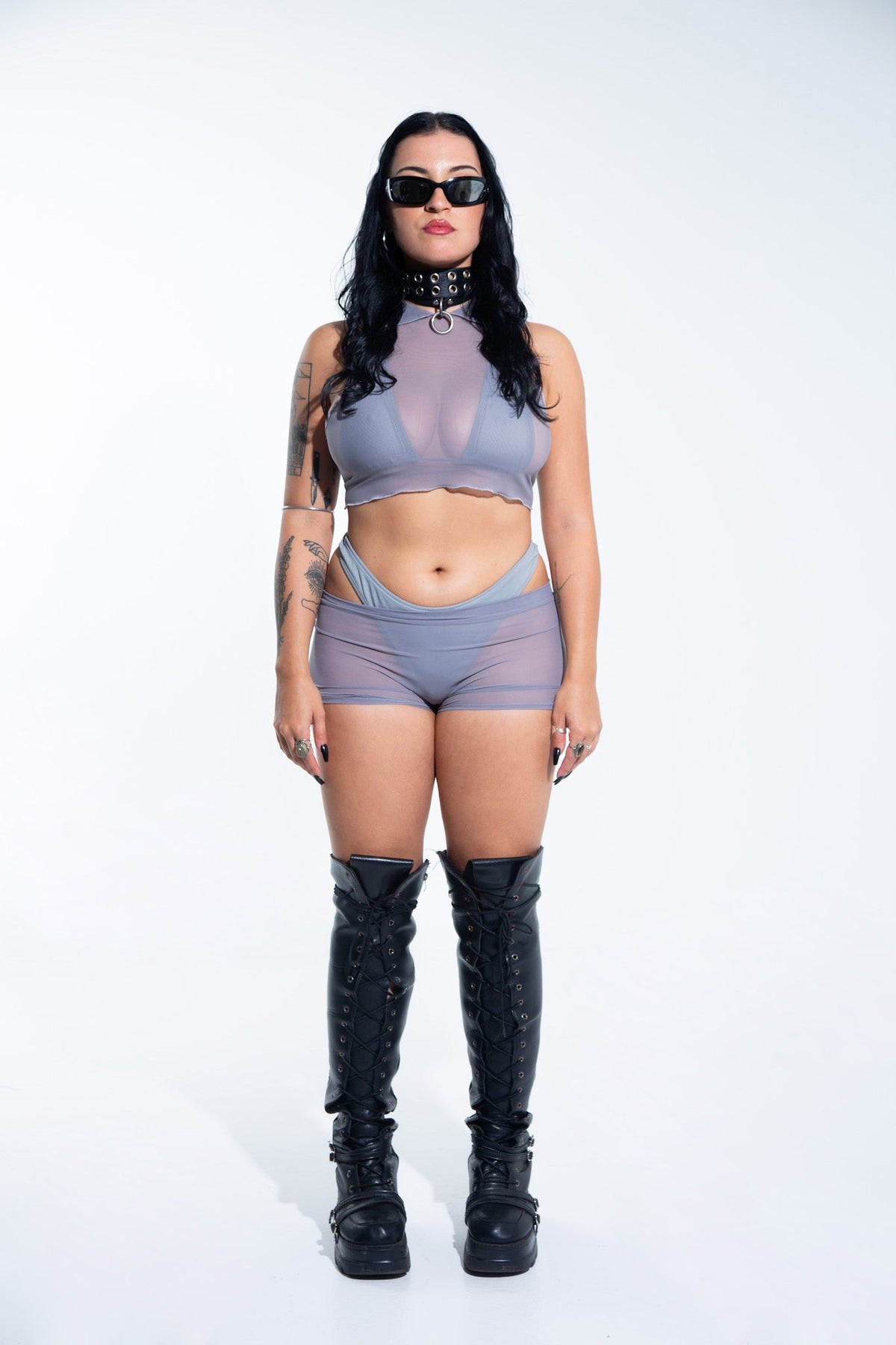 Low Rise Shorts - Gray Mesh