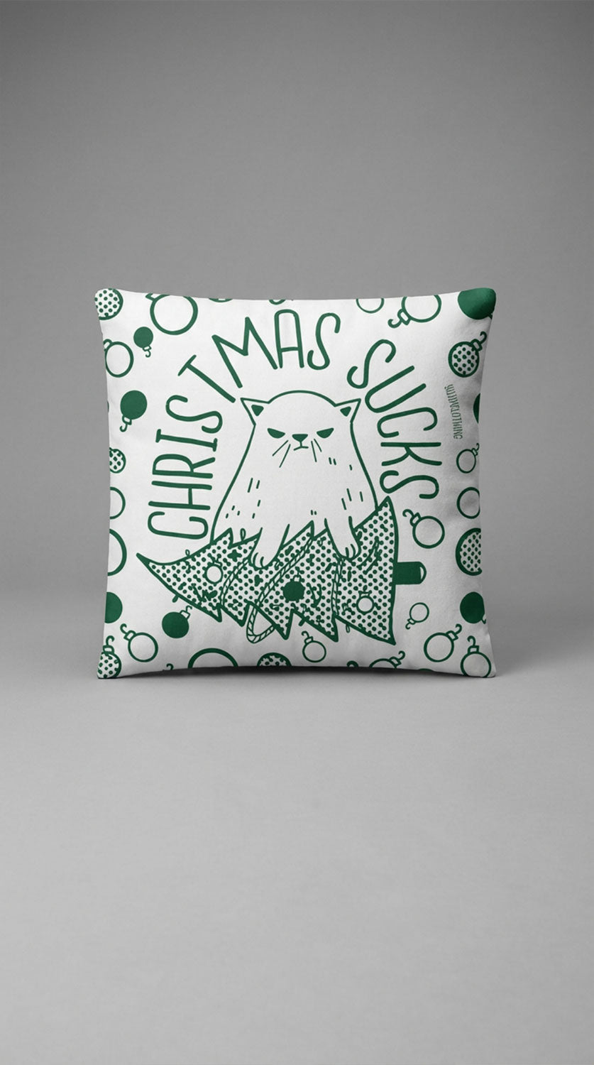 Christmas Sucks Cat Pillow